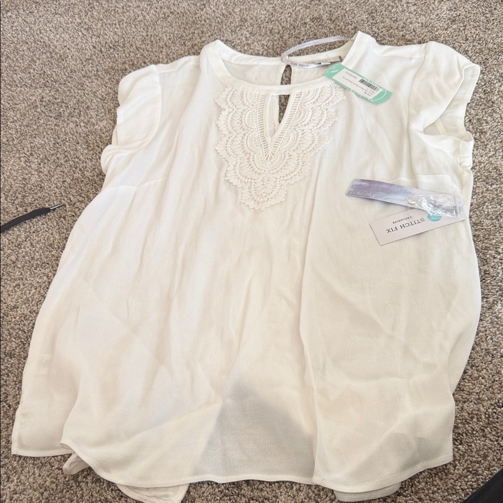 Elegant White Blouse with Lace Detail